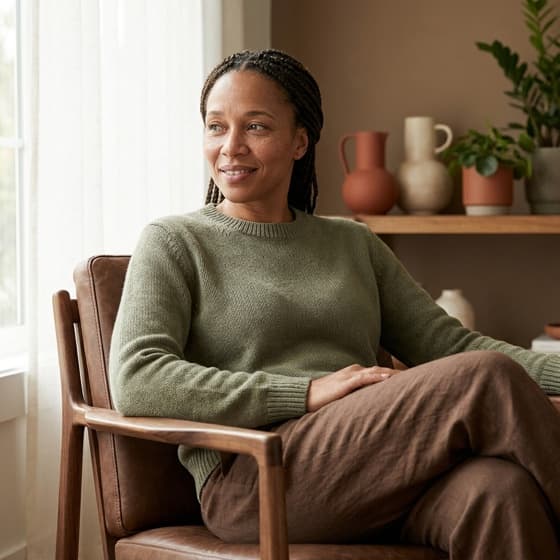 Healthy woman in her 40s, peptide and longevity care