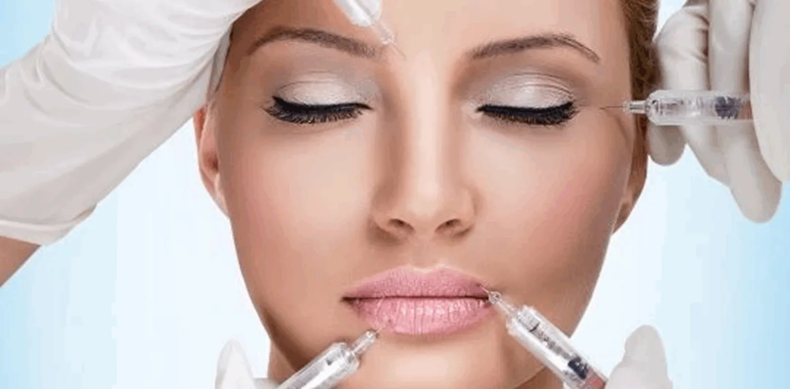 A patient receiving injections at the brow and the lip